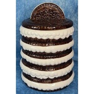Haunted Oreo Stacked Cookie Jar Ceramic Canister 12” Excellent